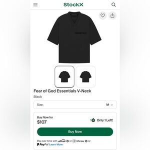 Fear of God Essentials Jet Black V-Neck T-Shirt